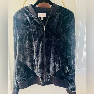 Chelsea28 Blue Floral Velvet Bomber Jacket